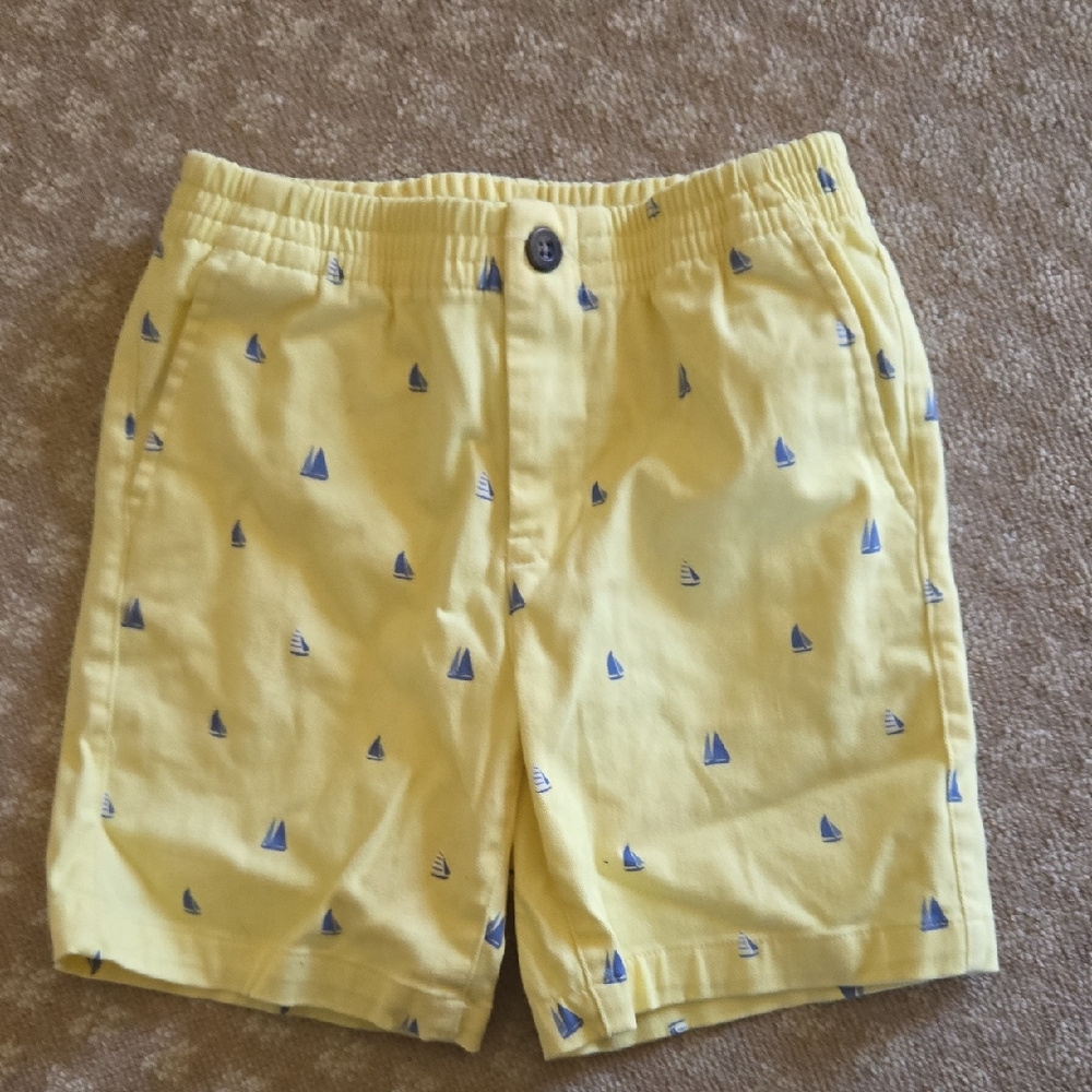Janie and Jack Yellow Sailboat Print Kids Shorts